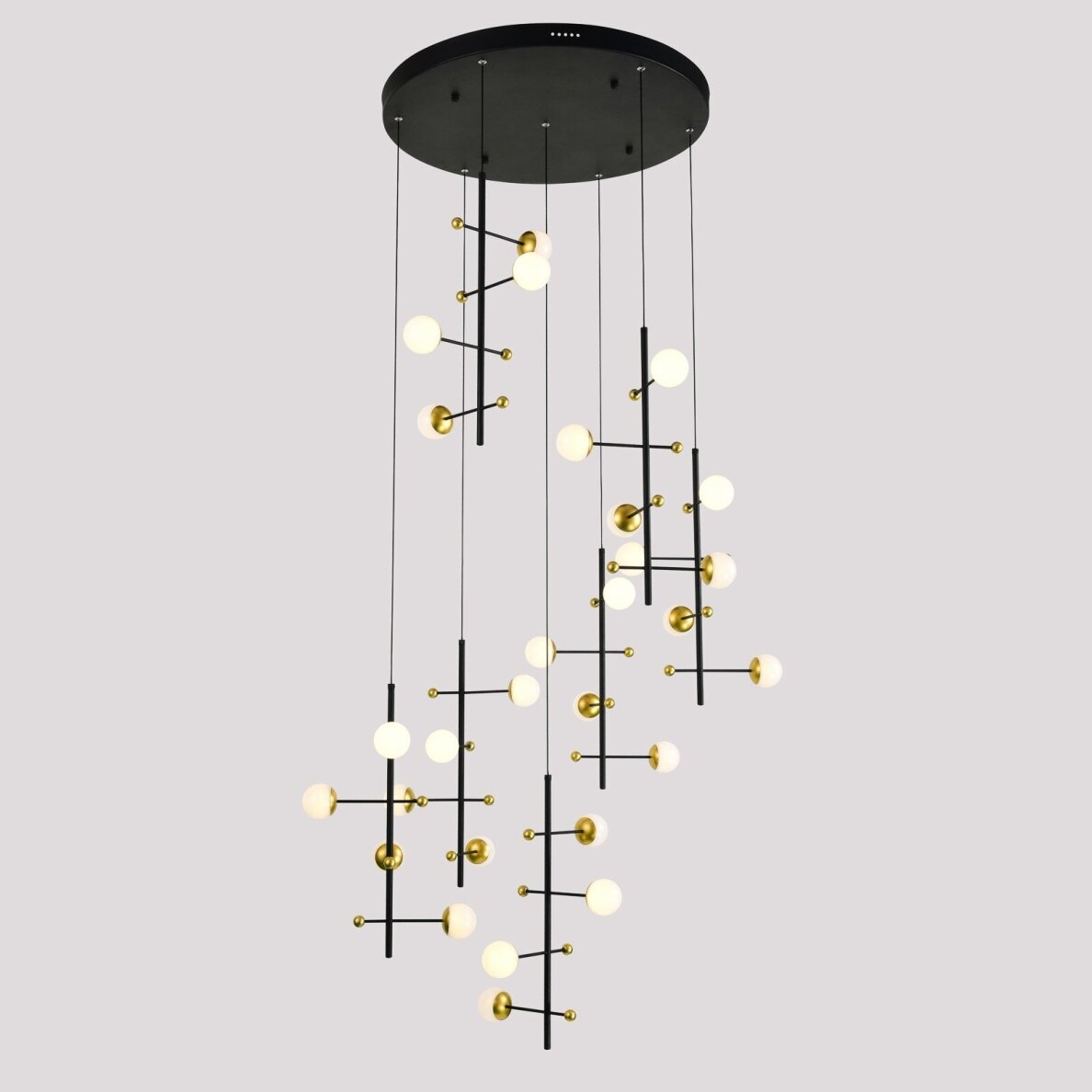 Pakabinamas šviestuvas Helmond PND-43883-28, juodos ir aukso spalvų, modernus, LED apšvietimas