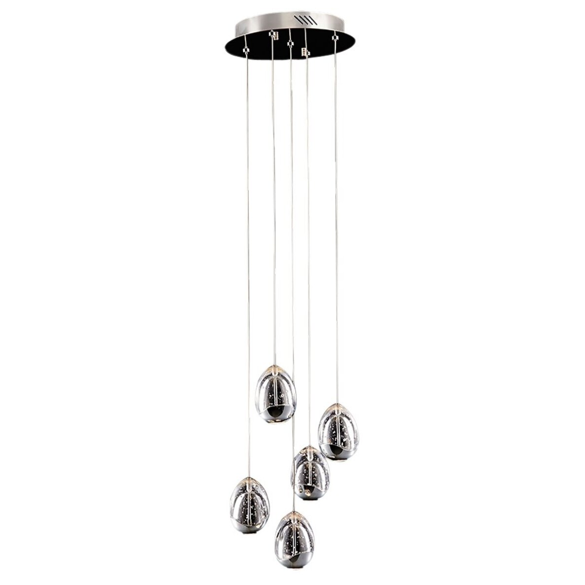 Pakabinamas šviestuvas Huelto PND-22112132-5A-CR, chromo spalvos, modernus, LED apšvietimas Pakabinamas šviestuvas Huelto PND-22112132-5A-CR, chromo spalvos, modernus, LED apšvietimas