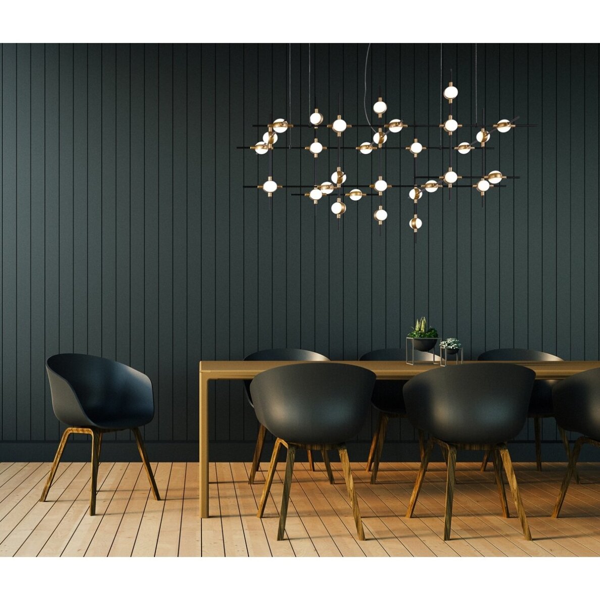 Pakabinamas šviestuvas Provenza MD18001067-30A BG, juodos ir aukso spalvų, modernus, LED apšvietimas 1