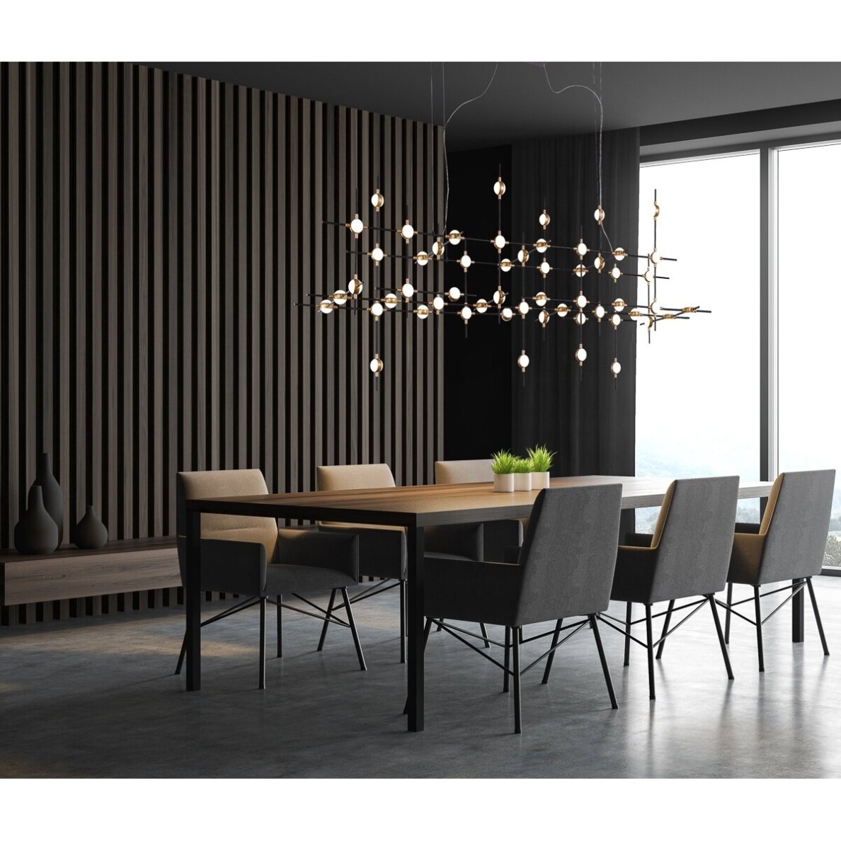 Pakabinamas šviestuvas Provenza MD18001067-55A BG, juodos ir aukso spalvų, modernus, LED apšvietimas 1