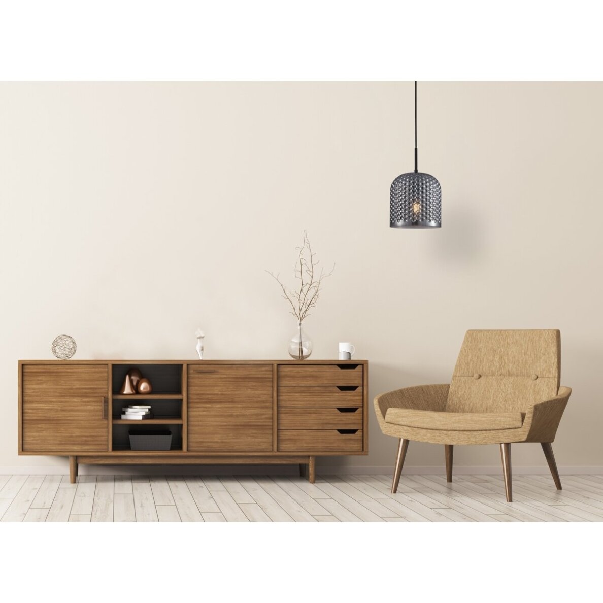 Pakabinamas šviestuvas Renti PND-25205-1L-BK-SG 1