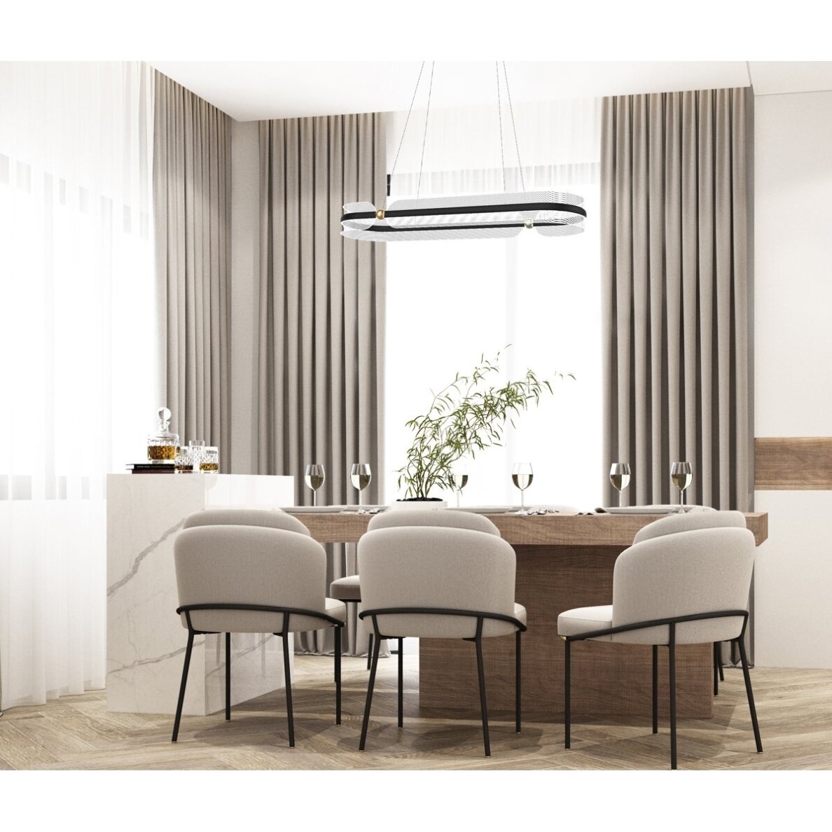 Pakabinamas šviestuvas Sopla PND-63728-56W-3K-BK-GD 1