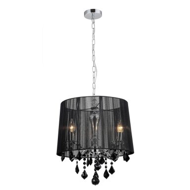 Pakabinamas šviestuvas Cornelia MDM-2572/3 BK, juodo chromo spalvos, su kristalais, 3 lemputės