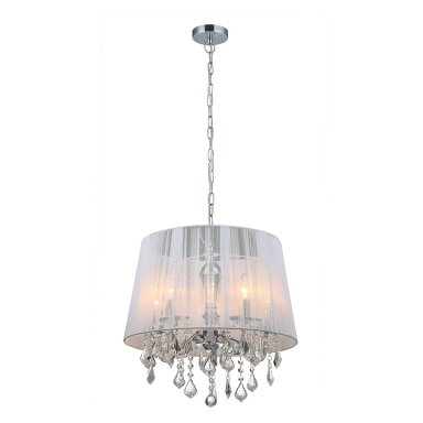 Pakabinamas šviestuvas Cornelia MDM-2572/5 W, chromo ir baltos spalvos, su kristalais, 5 lemputės