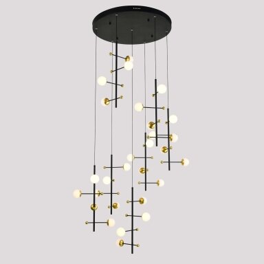 Pakabinamas šviestuvas Helmond PND-43883-28, juodos ir aukso spalvų, modernus, LED apšvietimas