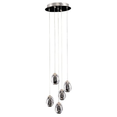 Pakabinamas šviestuvas Huelto PND-22112132-5A-CR, chromo spalvos, modernus, LED apšvietimas