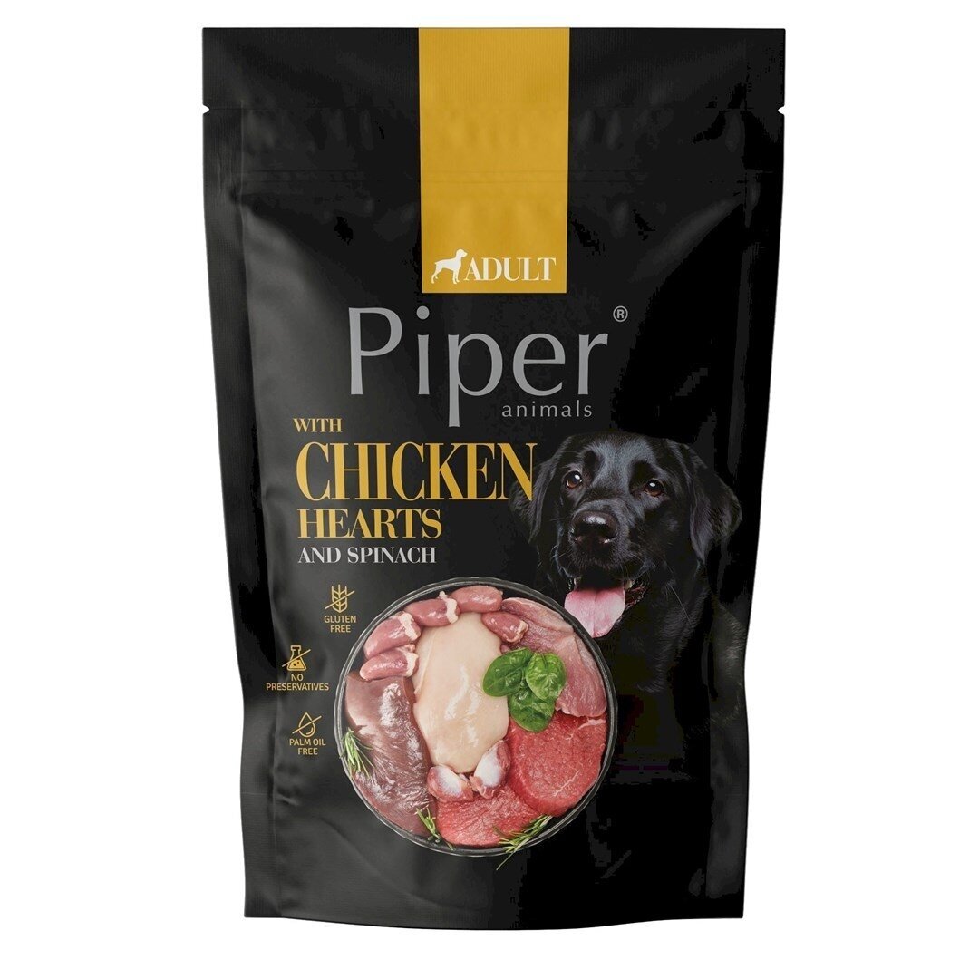 PIPER ANIMALS šlapias šunų ėdalas su vištienos širdelėmis ir špinatais - 500 g PIPER ANIMALS šlapias šunų ėdalas su vištienos širdelėmis ir špinatais - 500 g