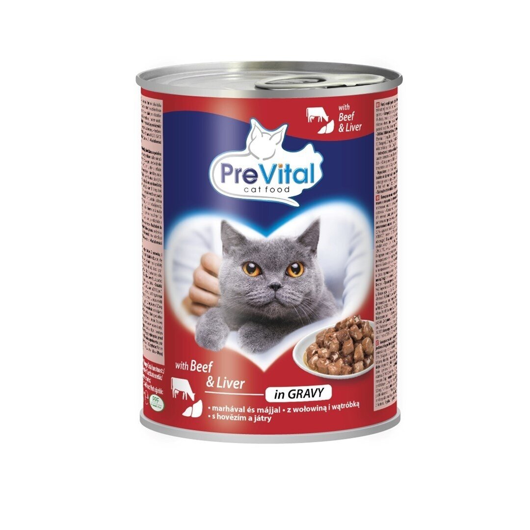 PREVITAL konservai katėms su jautiena ir kepenėlėmis padaže, 415 g PREVITAL konservai katėms su jautiena ir kepenėlėmis padaže, 415 g