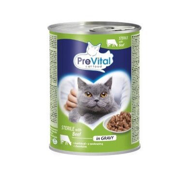 PREVITAL sterilus jautienos padaže kačių maistas - šlapias kačių maistas - 415 g