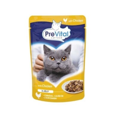 PREVITAL Vištiena drebučiuose - šlapias kačių ėdalas - 100 g