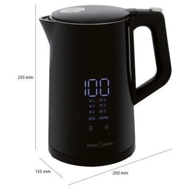 ProfiCook PC-WKS 1243 elektrinis virdulys 1,7 l 2200 W juodas 2 ProfiCook PC-WKS 1243 elektrinis virdulys 1,7 l 2200 W juodas 2