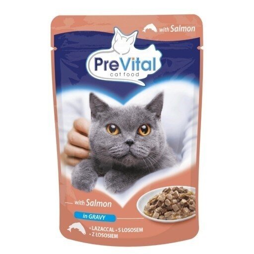 PREVITAL lašiša padaže - šlapias kačių ėdalas - 100 g PREVITAL lašiša padaže - šlapias kačių ėdalas - 100 g