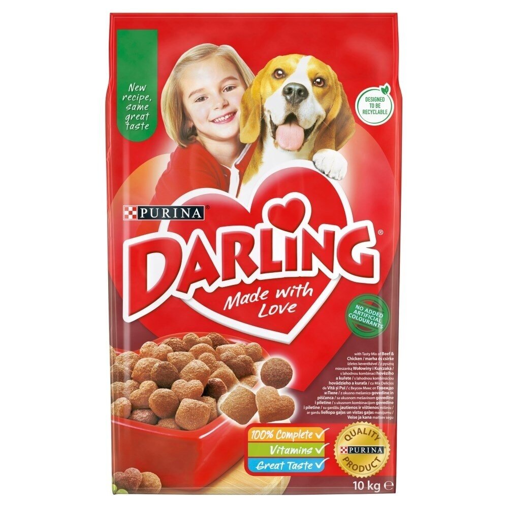 PURINA Darling jautienos ir vištienos sausas šunų ėdalas - 10 kg PURINA Darling jautienos ir vištienos sausas šunų ėdalas - 10 kg
