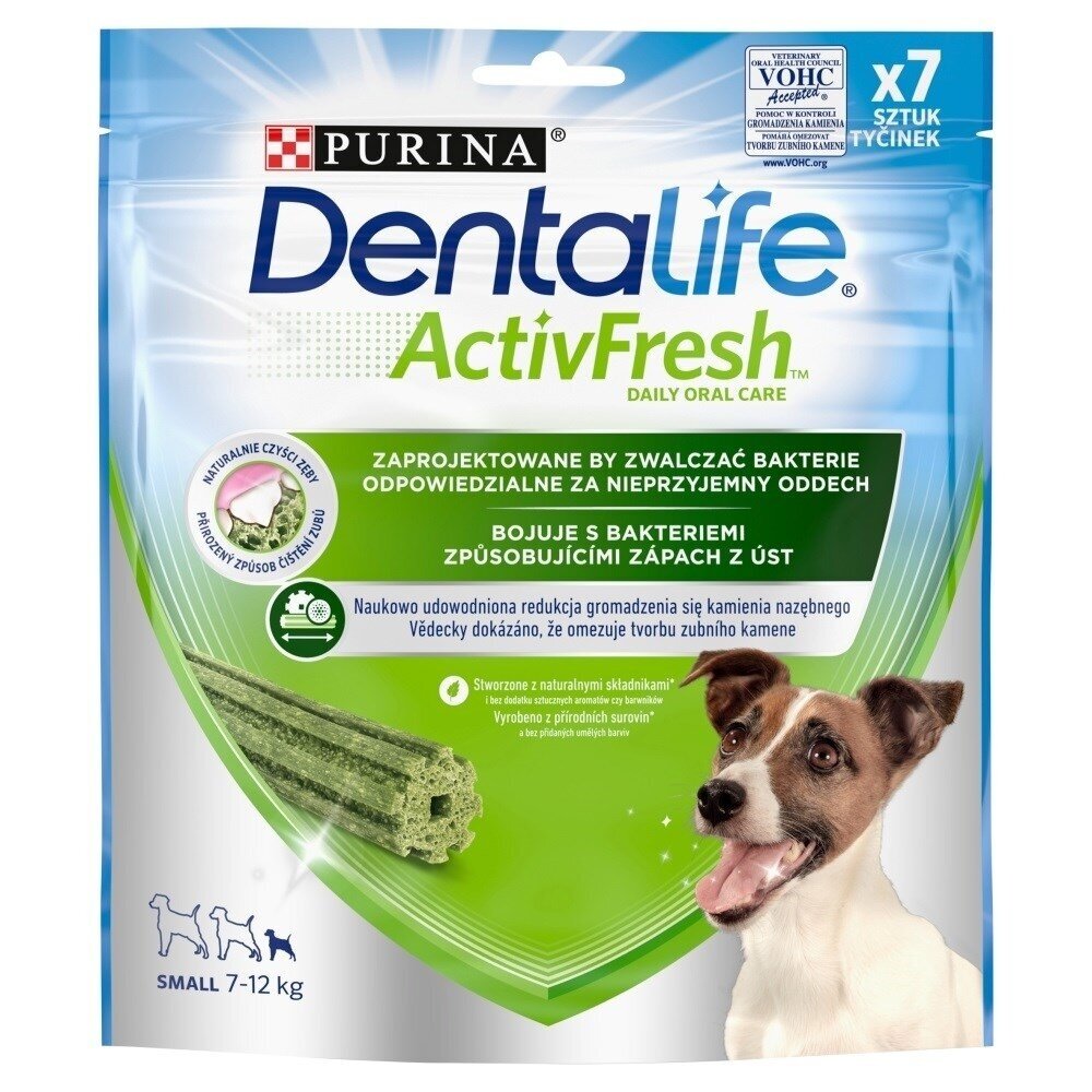 PURINA Dentalife Active Fresh Small - dantų priežiūros skanėstas šunims - 115 g PURINA Dentalife Active Fresh Small - dantų priežiūros skanėstas šunims - 115 g