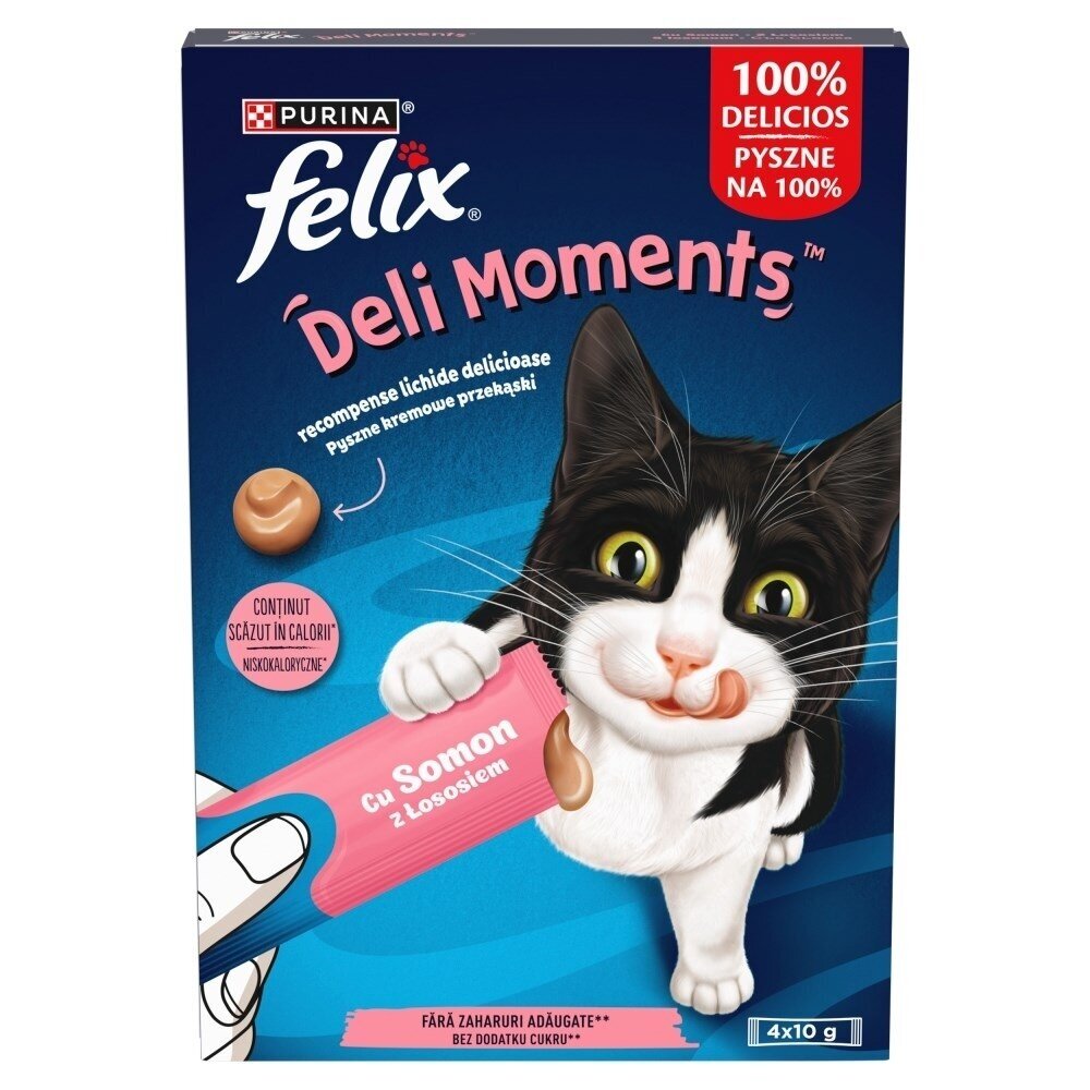 PURINA Felix Deli Moments lašišos skanėstai katėms 4 x 10 g