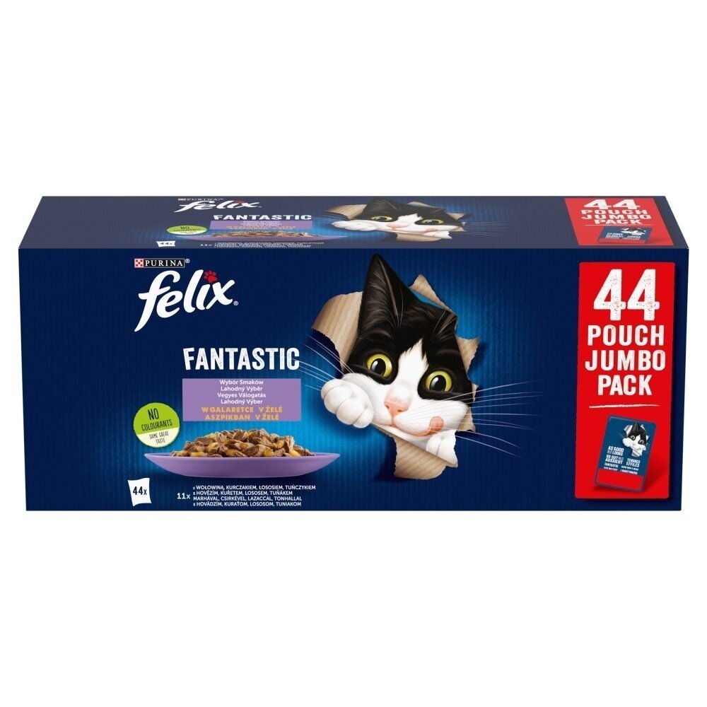 PURINA Felix Fantastic Mix drebučiuose - šlapias kačių ėdalas - 44 x 85 g PURINA Felix Fantastic Mix drebučiuose - šlapias kačių ėdalas - 44 x 85 g