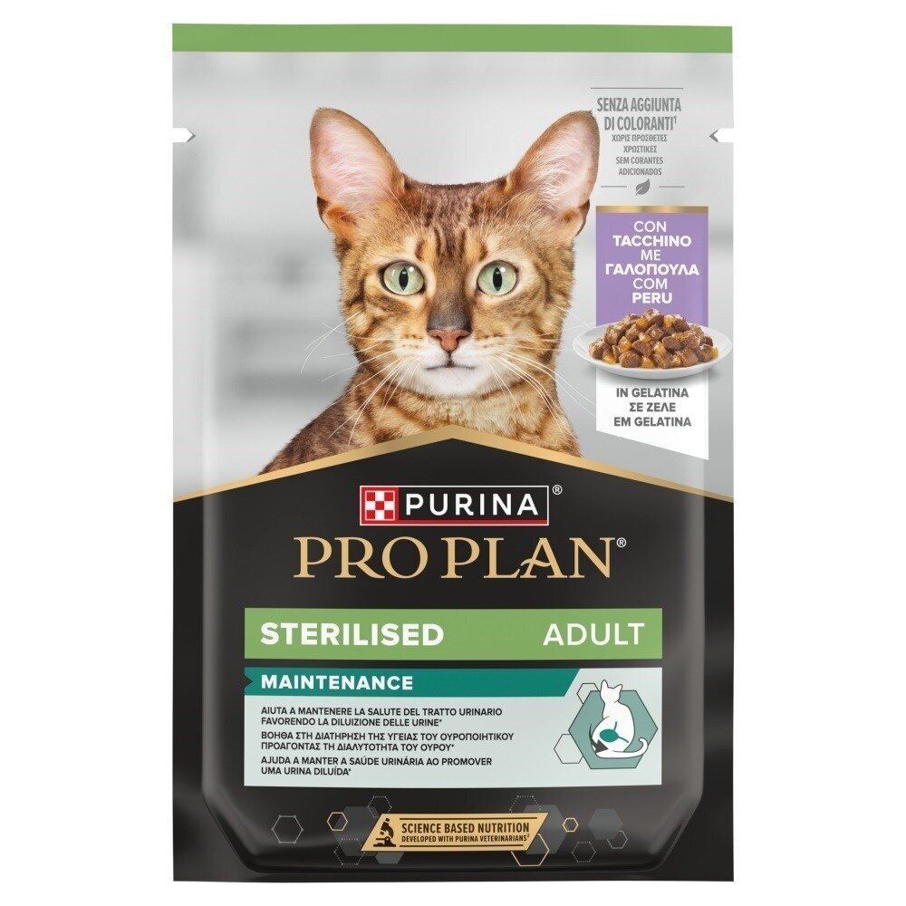 PURINA Pro Plan sterilizuotų kačių ėdalas suaugusioms katėms su kalakutiena drebučiuose, 85 g PURINA Pro Plan sterilizuotų kačių ėdalas suaugusioms katėms su kalakutiena drebučiuose, 85 g