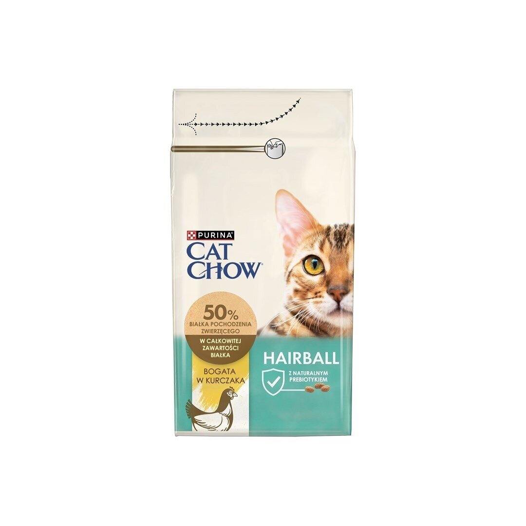 Purina CAT CHOW HAIRBALL CONTROL sausas kačių ėdalas suaugusioms katėms su vištiena 1,5 kg