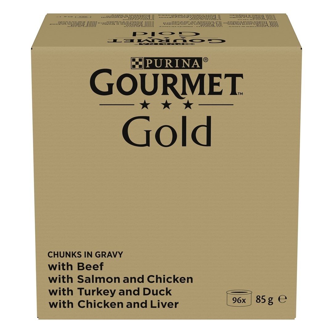 PURINA GOURMET GOLD gabaliukai padaže, 4 skonių mišinys – šlapias kačių ėdalas – 96 x 85 g PURINA GOURMET GOLD gabaliukai padaže, 4 skonių mišinys – šlapias kačių ėdalas – 96 x 85 g