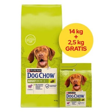 PURINA Dog Chow Adult Lamb - sausas šunų ėdalas - 14 + 2,5 kg