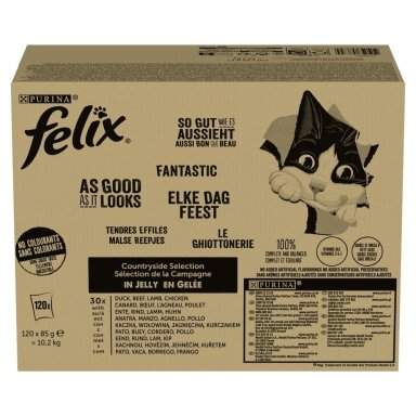 PURINA Felix Countryside Selection - šlapias kačių ėdalas - 120 x 85 g