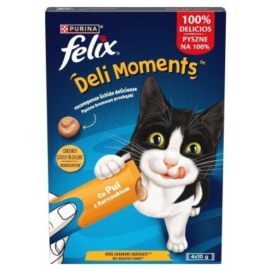 PURINA Felix Deli Moments vištienos skanėstai katėms 4 x 10 g