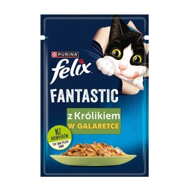 Purina Felix Fantastic triušių maistas drebučiuose - šlapias kačių ėdalas - 85 g