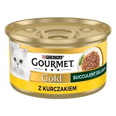 PURINA Gourmet Gold Succulent Delights vištienos drėgnas kačių ėdalas, 85 g