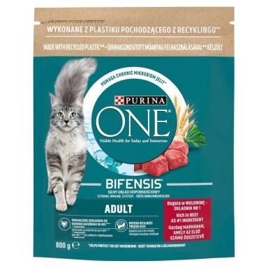 PURINA One Bifensis Adult Beef - sausas kačių ėdalas su jautiena - 800 g