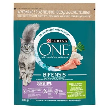 PURINA One Bifensis Adult Sensitive - sausas kačių ėdalas - 800 g