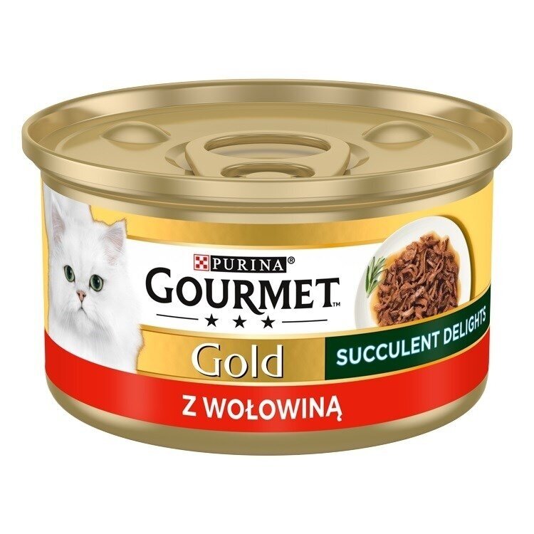 PURINA Gourmet Gold Succulent Delights jautienos šlapias kačių ėdalas, 85 g PURINA Gourmet Gold Succulent Delights jautienos šlapias kačių ėdalas, 85 g