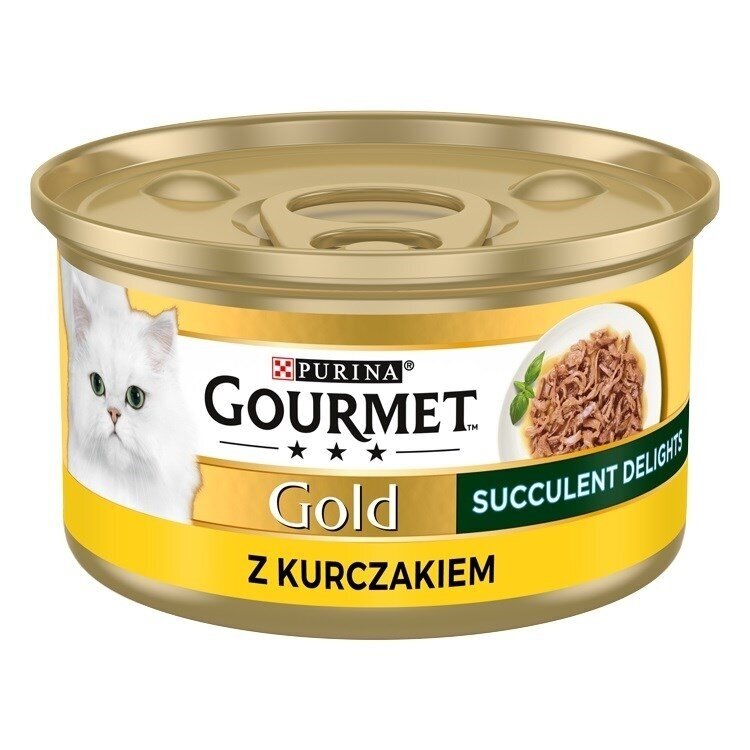 PURINA Gourmet Gold Succulent Delights vištienos drėgnas kačių ėdalas, 85 g