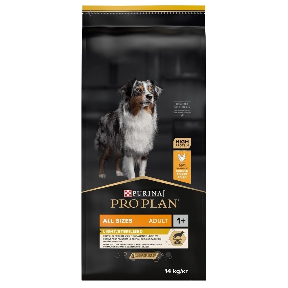 PURINA Pro Plan Light Sterilised All Sizes Adult - sausas šunų ėdalas - 14 kg PURINA Pro Plan Light Sterilised All Sizes Adult - sausas šunų ėdalas - 14 kg