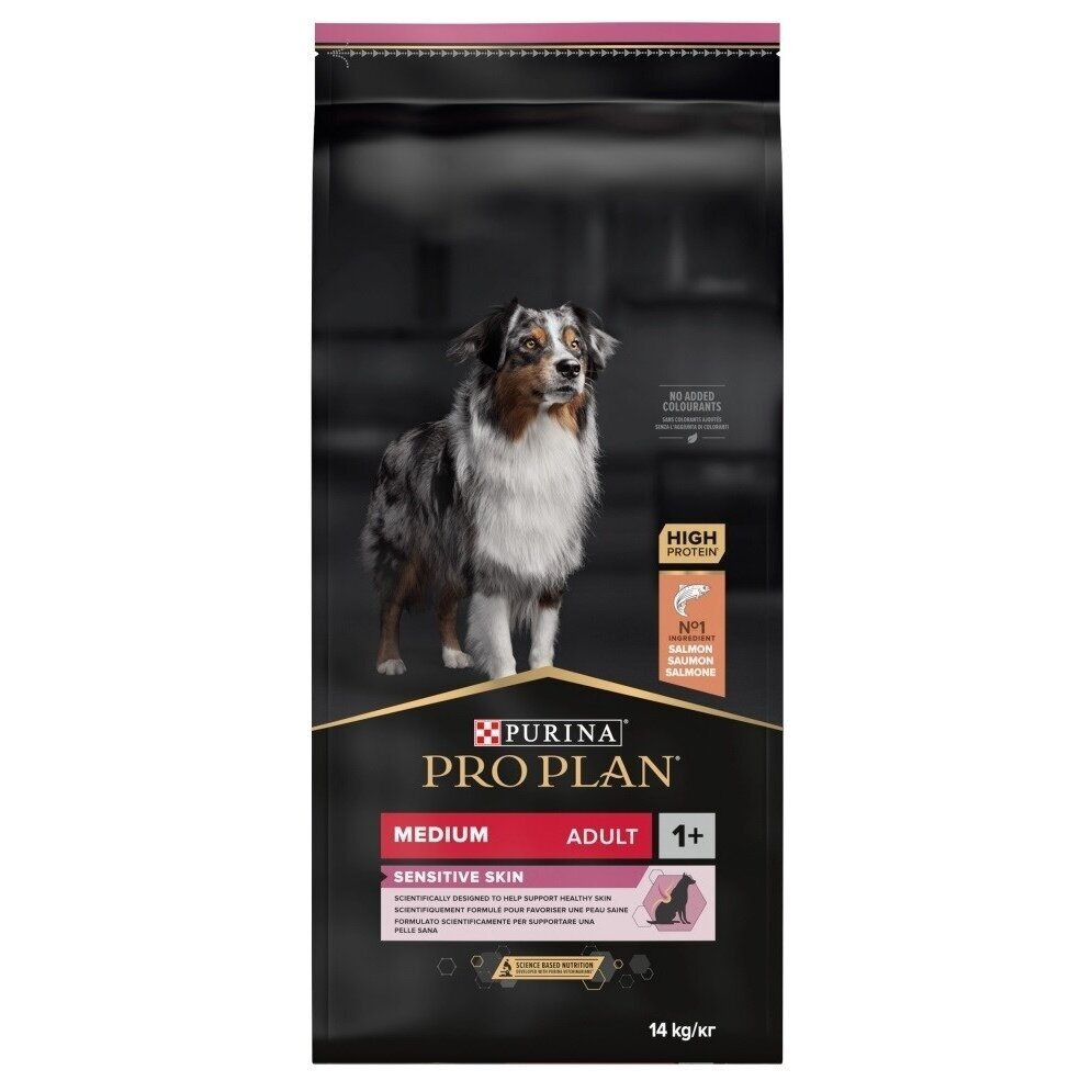 Purina Medium Adult Sensitive Skin 14 kg lašiša Purina Medium Adult Sensitive Skin 14 kg lašiša