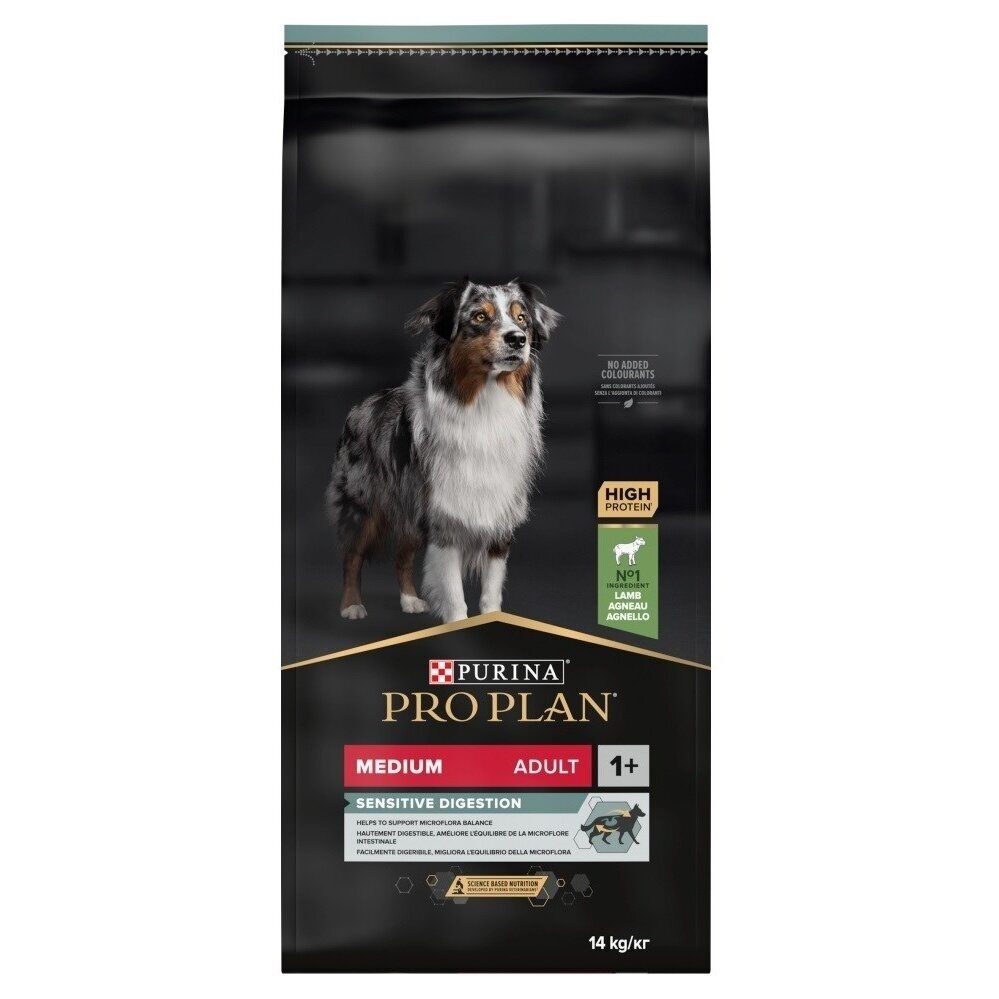 „Purina Medium Adult Sensitive Digestive“ su ėriena, 14 kg „Purina Medium Adult Sensitive Digestive“ su ėriena, 14 kg