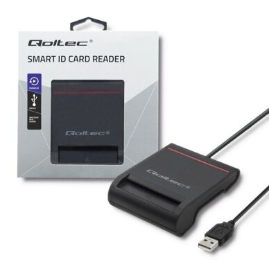 Qoltec Smart chip ID lustinių kortelių skaitytuvas, USB 3