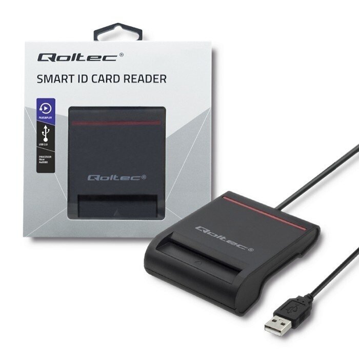 Qoltec Smart chip ID lustinių kortelių skaitytuvas, USB 3