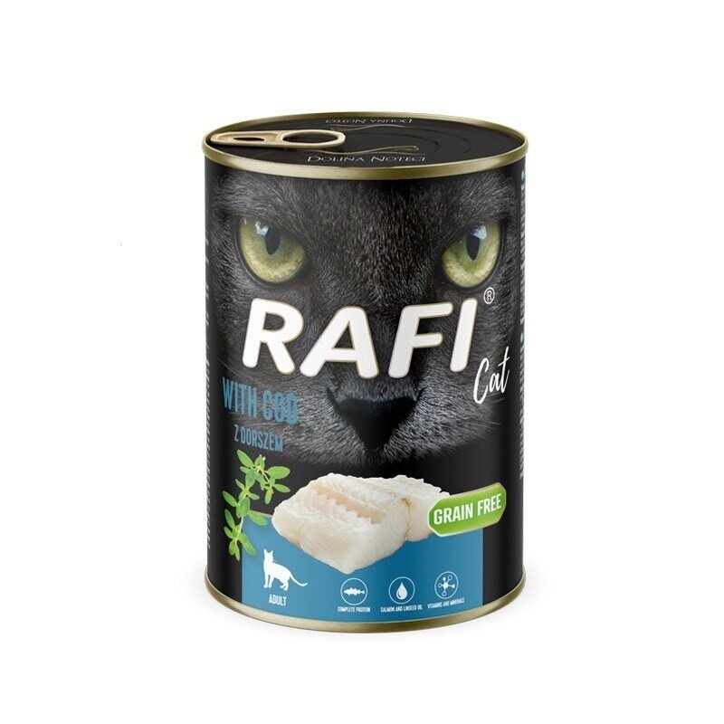 RAFI šlapias kačių ėdalas suaugusioms katėms su menke - 400 g
