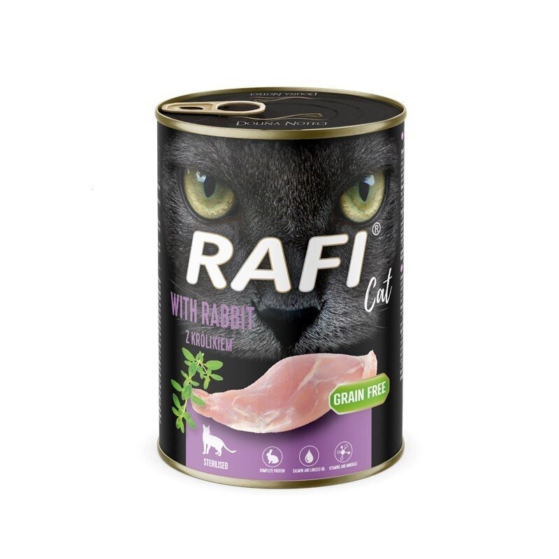 RAFI šlapias kačių ėdalas suaugusioms katėms su triušiu, 400 g