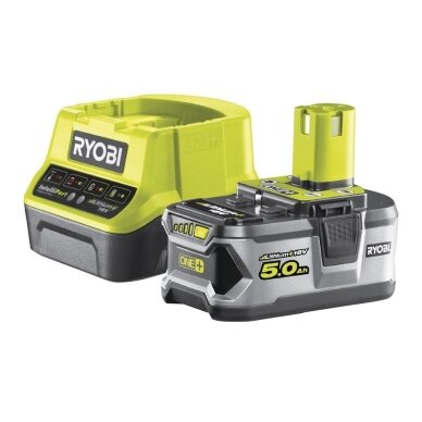 Ryobi RC18120-150 18V ONE+ Li-Ion aku ja laadija komplekt, 5.0 Ah Ryobi RC18120-150 18V ONE+ Li-Ion aku ja laadija komplekt, 5.0 Ah