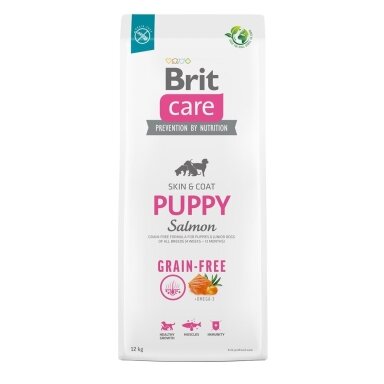 Sausas ėdalas visų veislių šuniukams ir jauniems šunims (nuo 4 savaičių iki 12 mėnesių). Brit Care Dog Grain-Free Puppy Salmon 12 kg