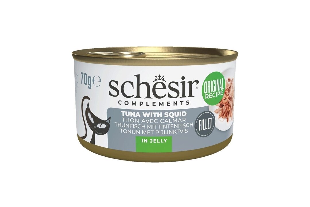 SCHESIR kattemat med tunfisk og blekksprut i gelé, 70 g