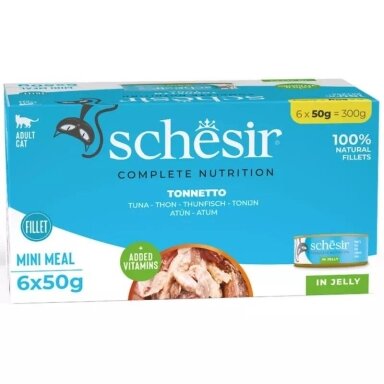SCHESIR tunas drebučiuose - šlapias kačių ėdalas - 6 x 50 g