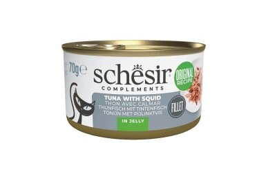 SCHESIR kattemat med tunfisk og blekksprut i gelé, 70 g SCHESIR kattemat med tunfisk og blekksprut i gelé, 70 g