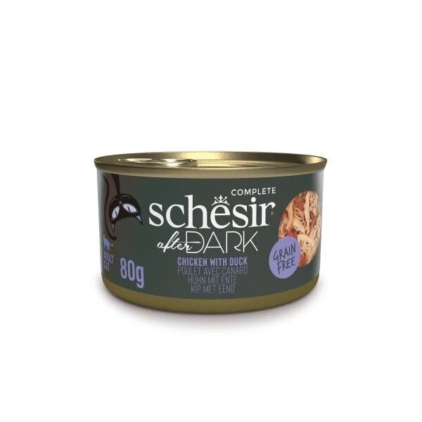 SCHESIR After Dark vištienos filė su antiena sultinyje - šlapias kačių ėdalas - 80 g SCHESIR After Dark vištienos filė su antiena sultinyje - šlapias kačių ėdalas - 80 g