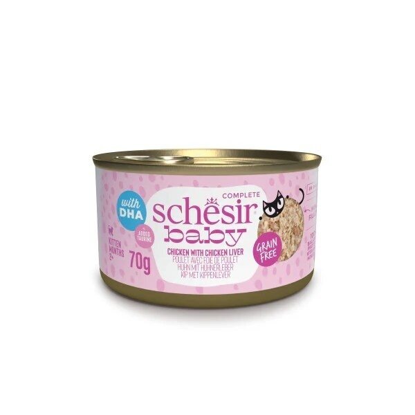 SCHESIR Baby Chicken su kepenėlėmis sultinyje - šlapias kačiukų maistas - 70 g SCHESIR Baby Chicken su kepenėlėmis sultinyje - šlapias kačiukų maistas - 70 g