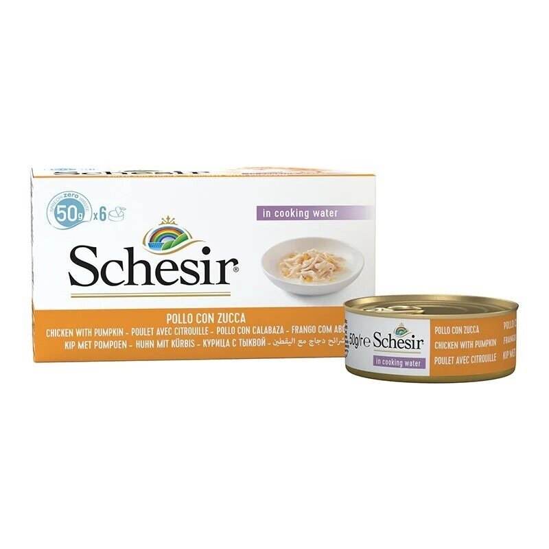 SCHESIR Vištienos filė su moliūgais sultinyje - šlapias kačių ėdalas - 6 x 50 g