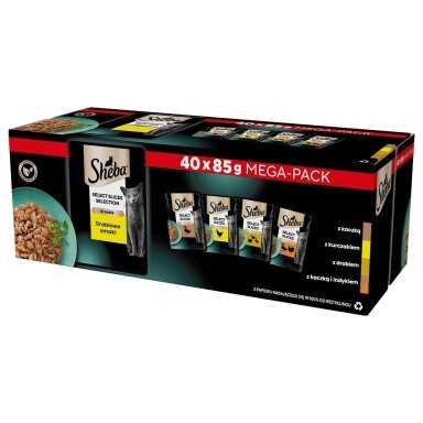 SHEBA Selection Select Slices paukštienos skonio šlapias kačių ėdalas 40 x 85 g