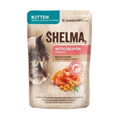 SHELMA Kitten su lašiša padaže – šlapias kačių maistas, 85 g