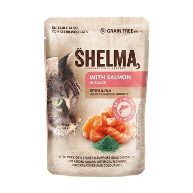 SHELMA šlapias kačių ėdalas su lašiša padaže, 85 g